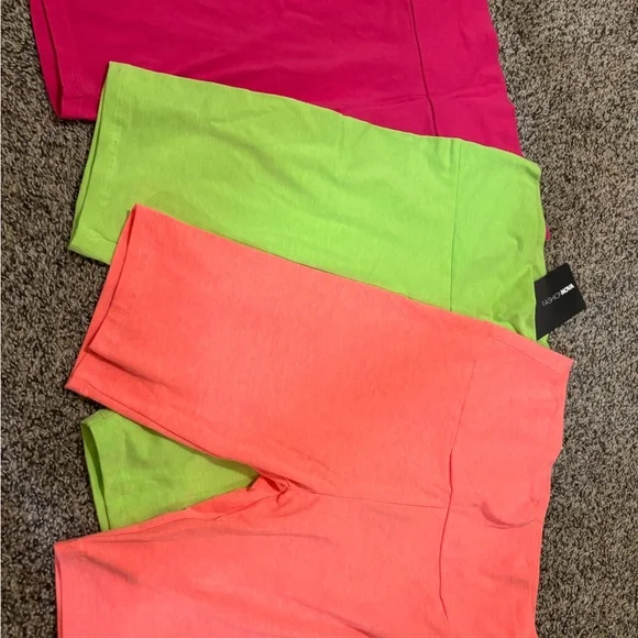 Fashion Nova Shorts Fashion Nova Pink And Green Bike Shorts